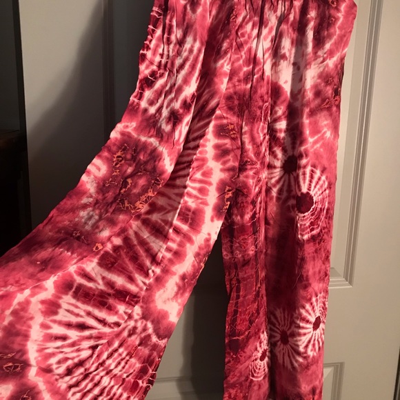 NWT.  Sacred Threads Palazzo Pants.  BL/RD 1. - Picture 4 of 5